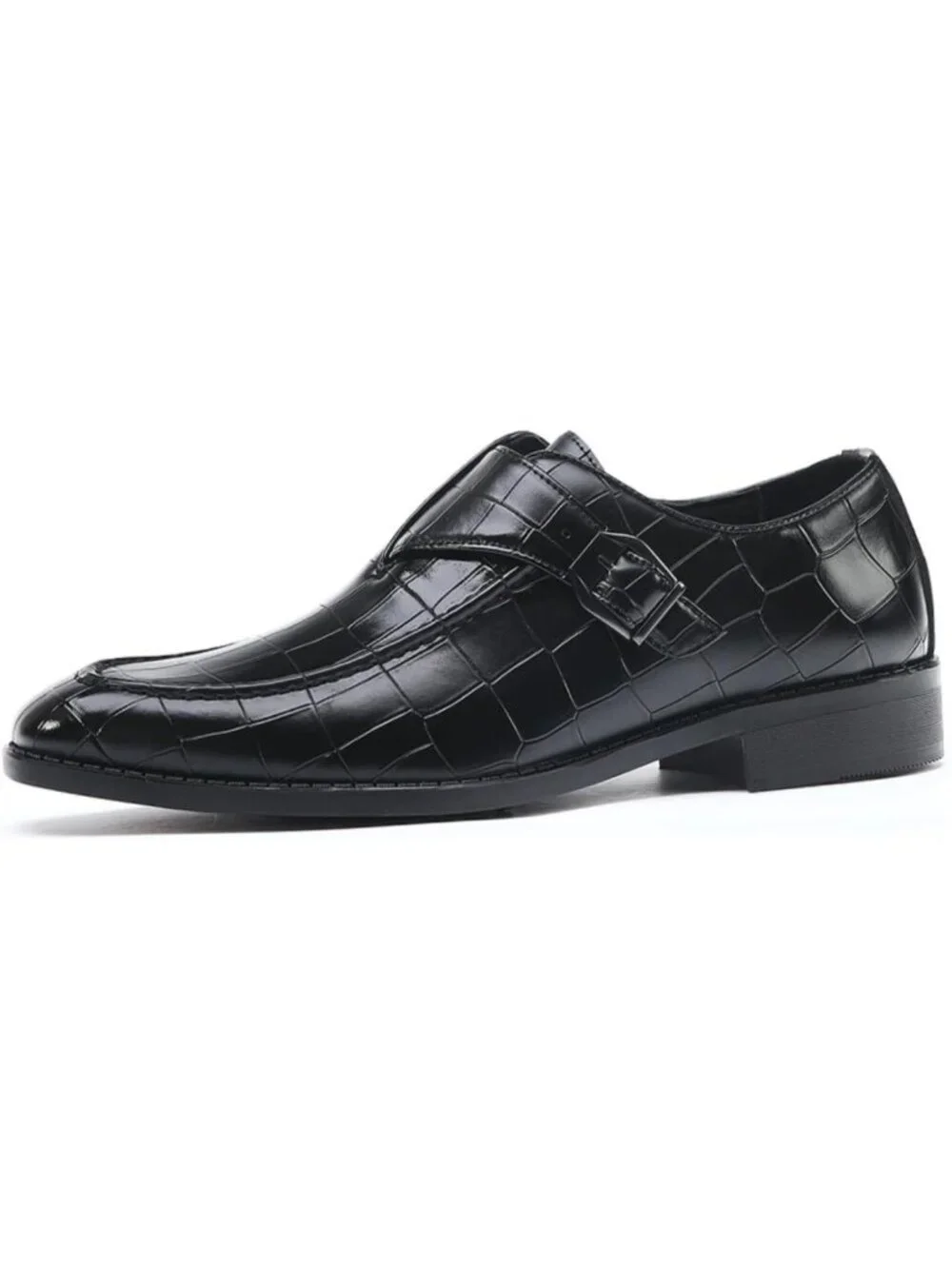 Men's Black Monk Strap Dress Loafer Shoes Retro Leather Oxfords Shoes